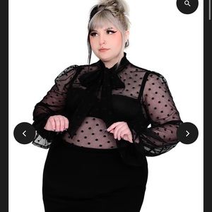 Foxblood Jules Mesh Holiday Blouse sheer